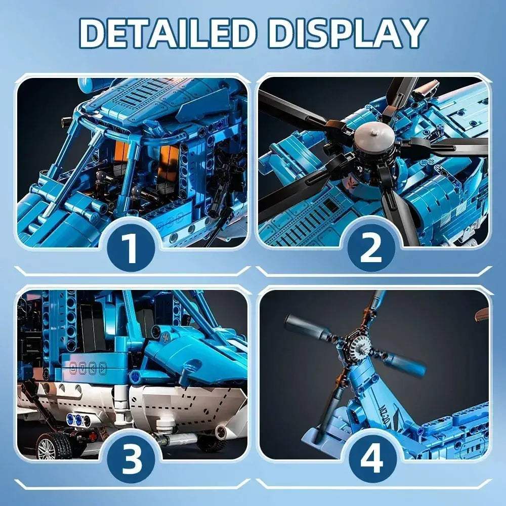 MOC Premium Building Blocks Set 1711 Pieces Lego Compatible Attack Helicopter Kit For Kids - Image 3