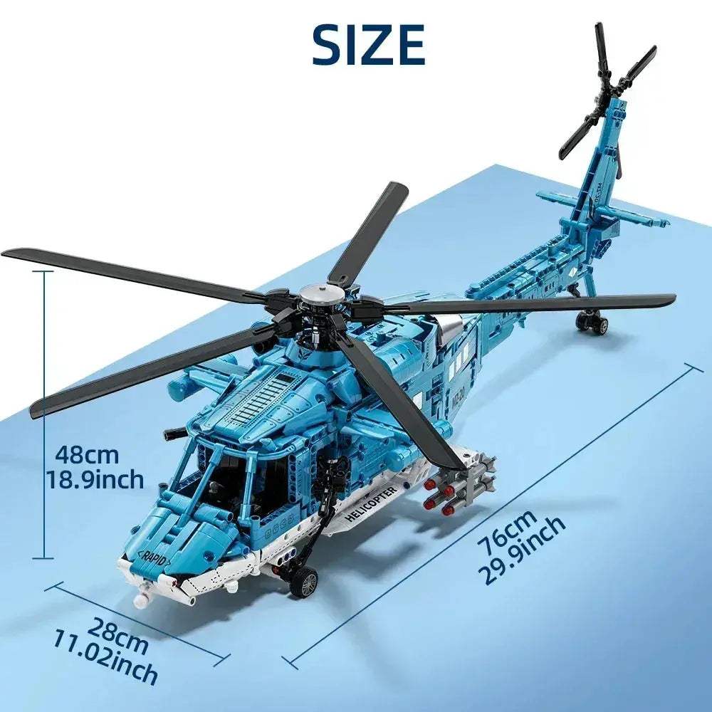 MOC Premium Building Blocks Set 1711 Pieces Lego Compatible Attack Helicopter Kit For Kids - Image 4