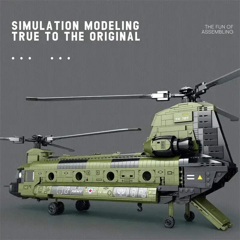 MOC Premium Building Blocks Set Chinook Transport Plane Model With 1451 Pieces For Kids Gifts - Image 3