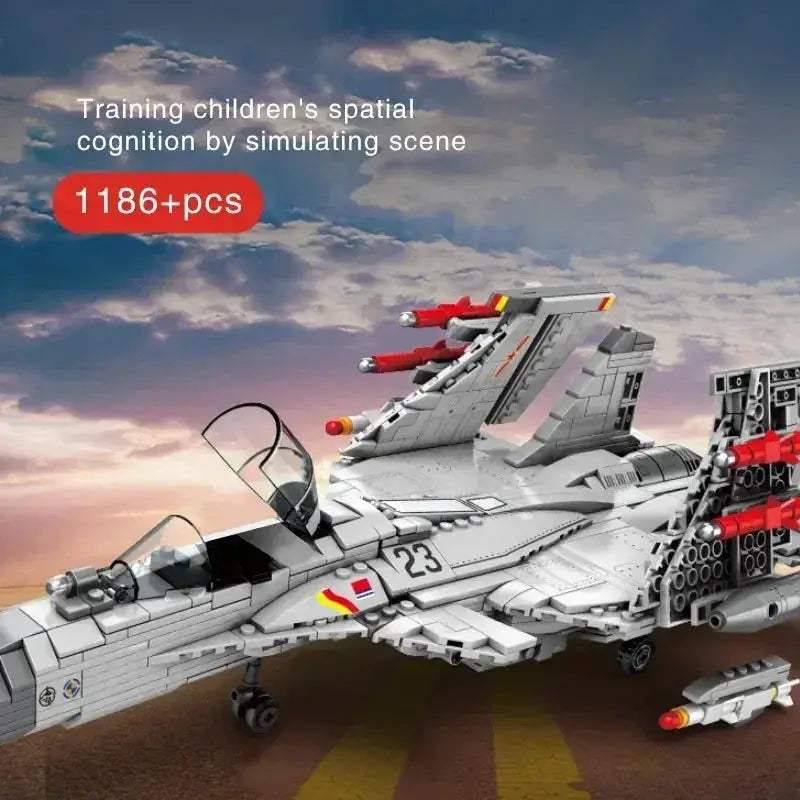 MOC Premium Building Blocks Set J15 Carrier Fighter Aircraft Flying Shark Model 1186 Pieces For Children Gift - Image 6