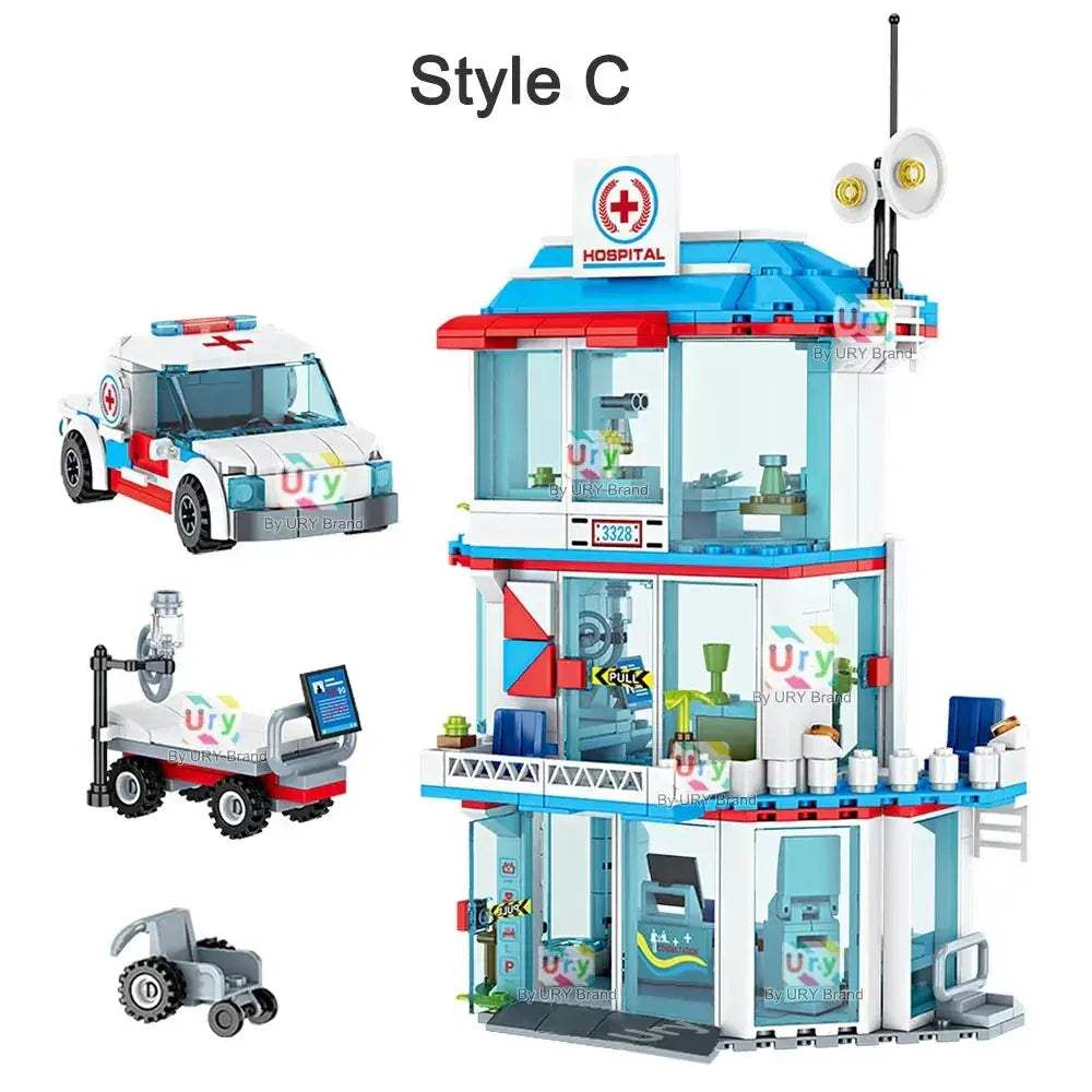 MOC Premium Building Blocks Set Lego Compatible 3in1 City Hospital Ambulance Emergency Room For Boys - Image 4