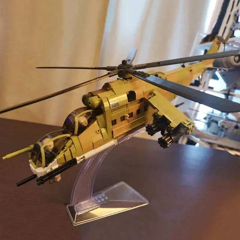 MOC Premium LEGO Compatible Building Blocks Air Force Mi 24S Armed Transport Helicopter Model For Boys Gift
