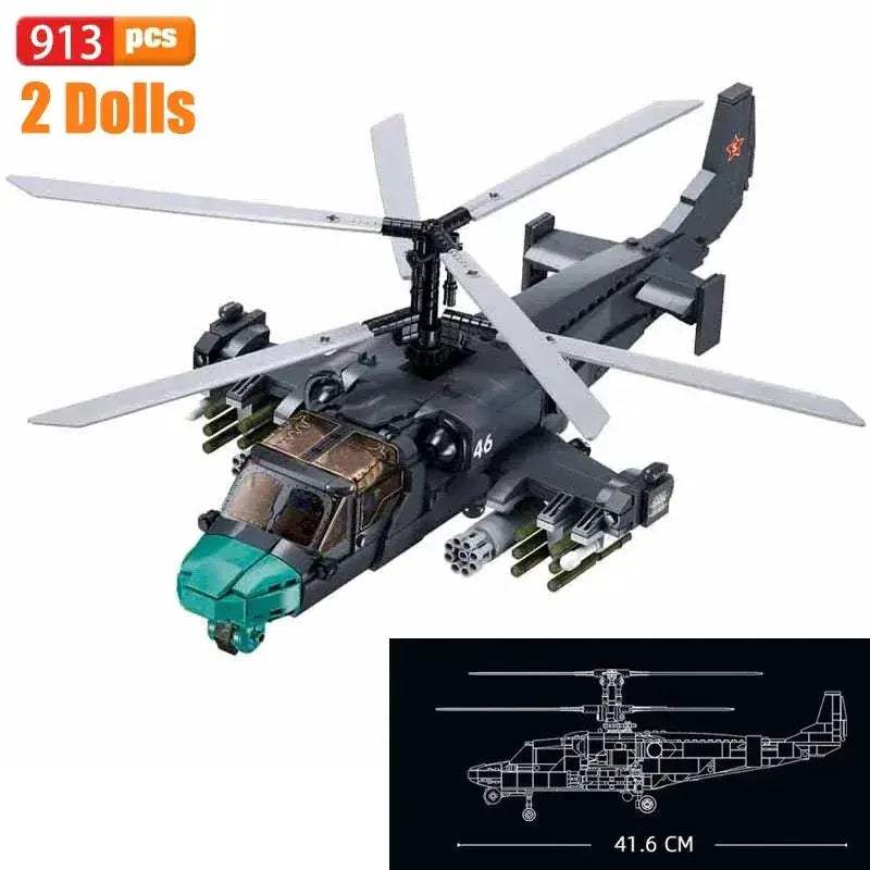 MOC Premium LEGO Compatible Building Blocks Air Force Mi 24S Armed Transport Helicopter Model For Boys Gift - Image 7