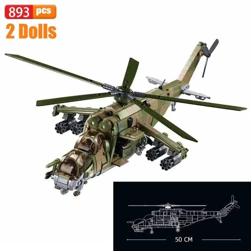 MOC Premium LEGO Compatible Building Blocks Air Force Mi 24S Armed Transport Helicopter Model For Boys Gift - Image 9