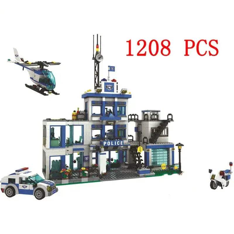 MOC Premium Lego Compatible Building Blocks Set Multi Vehicle City Police Station Bus Car Helicopter Army Trucks For Kids - Image 12
