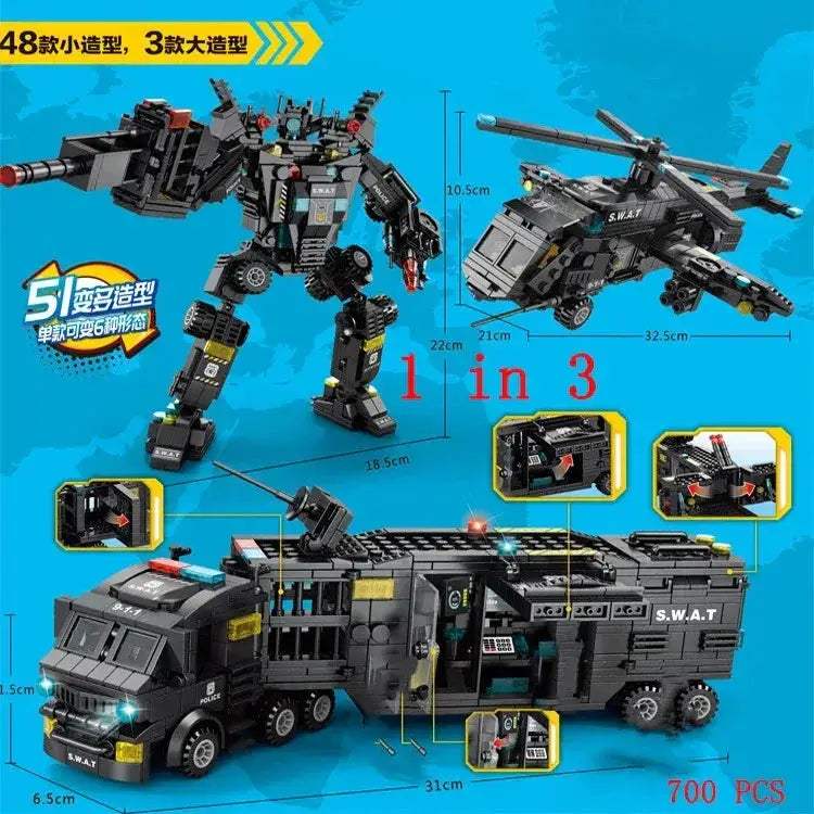 MOC Premium Lego Compatible Building Blocks Set Multi Vehicle City Police Station Bus Car Helicopter Army Trucks For Kids - Image 18