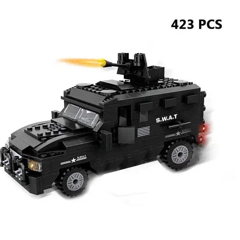 MOC Premium Lego Compatible Building Blocks Set Multi Vehicle City Police Station Bus Car Helicopter Army Trucks For Kids - Image 19