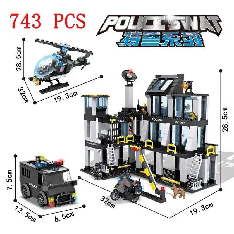 MOC Premium Lego Compatible Building Blocks Set Multi Vehicle City Police Station Bus Car Helicopter Army Trucks For Kids - Image 26