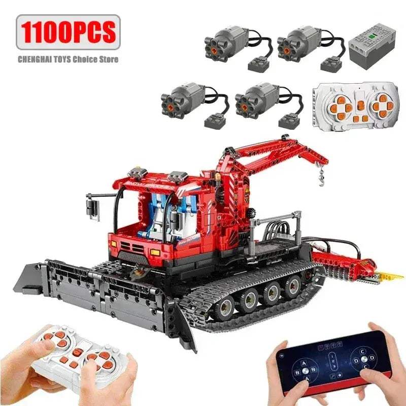 MOC Realistic Remote Control Snow Groomer Building Blocks Vehicle For Kids