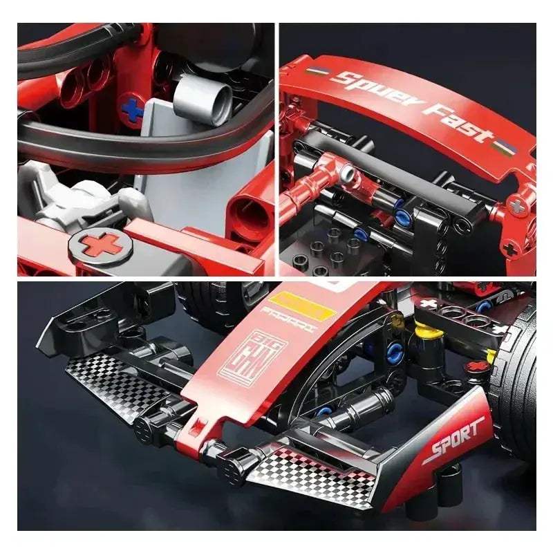 MOC Red Racing Car Building Blocks Set DIY Creative Kit - Image 4