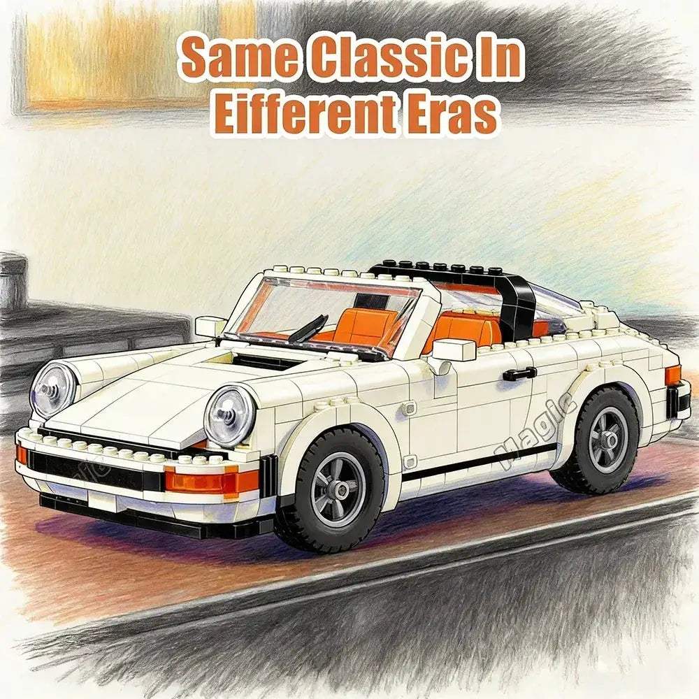 MOC Retro Car Model Kit 1458Piece Educational Building Blocks - Image 4
