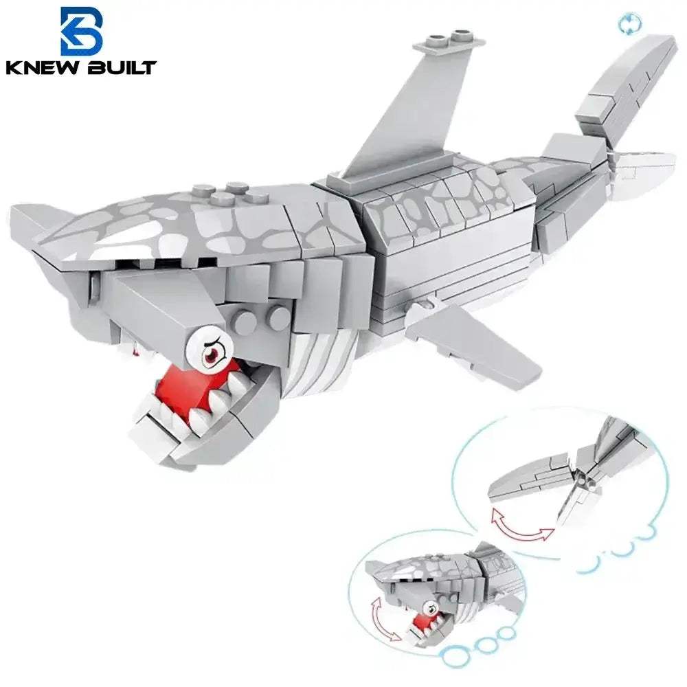 MOC Shark Ocean Building Blocks Educational Toy Develops Coordination