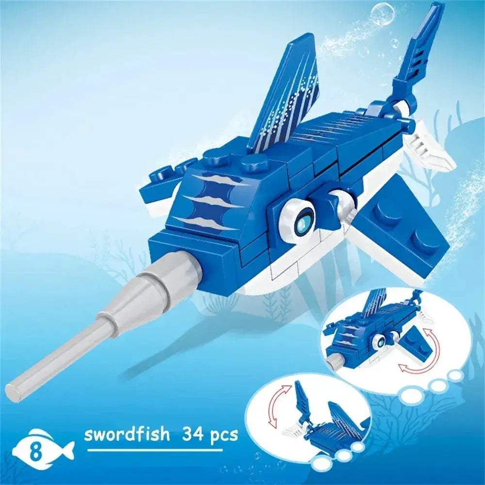 MOC Shark Ocean Building Blocks Educational Toy Develops Coordination - Image 13