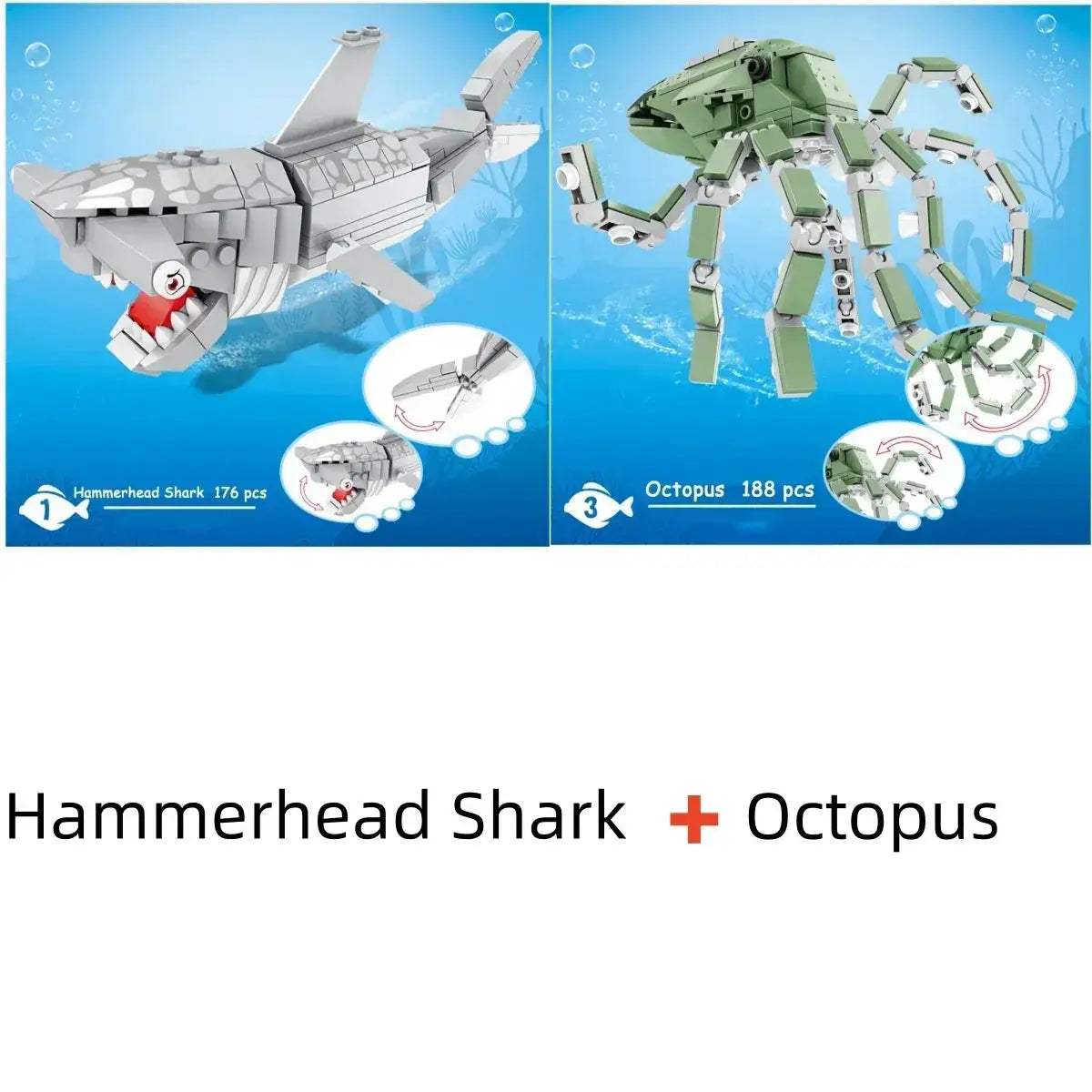 MOC Shark Ocean Building Blocks Educational Toy Develops Coordination - Image 7