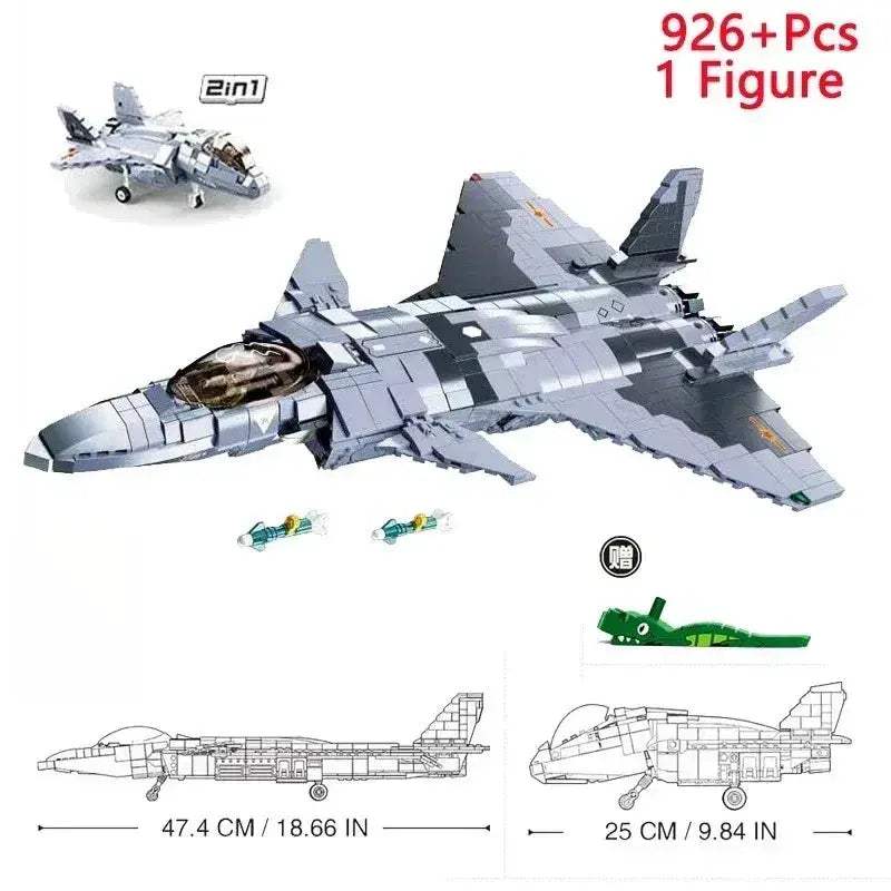 MOC Sluban Fighter Bomber Building Blocks Model Kit For Creative Kids - Image 14