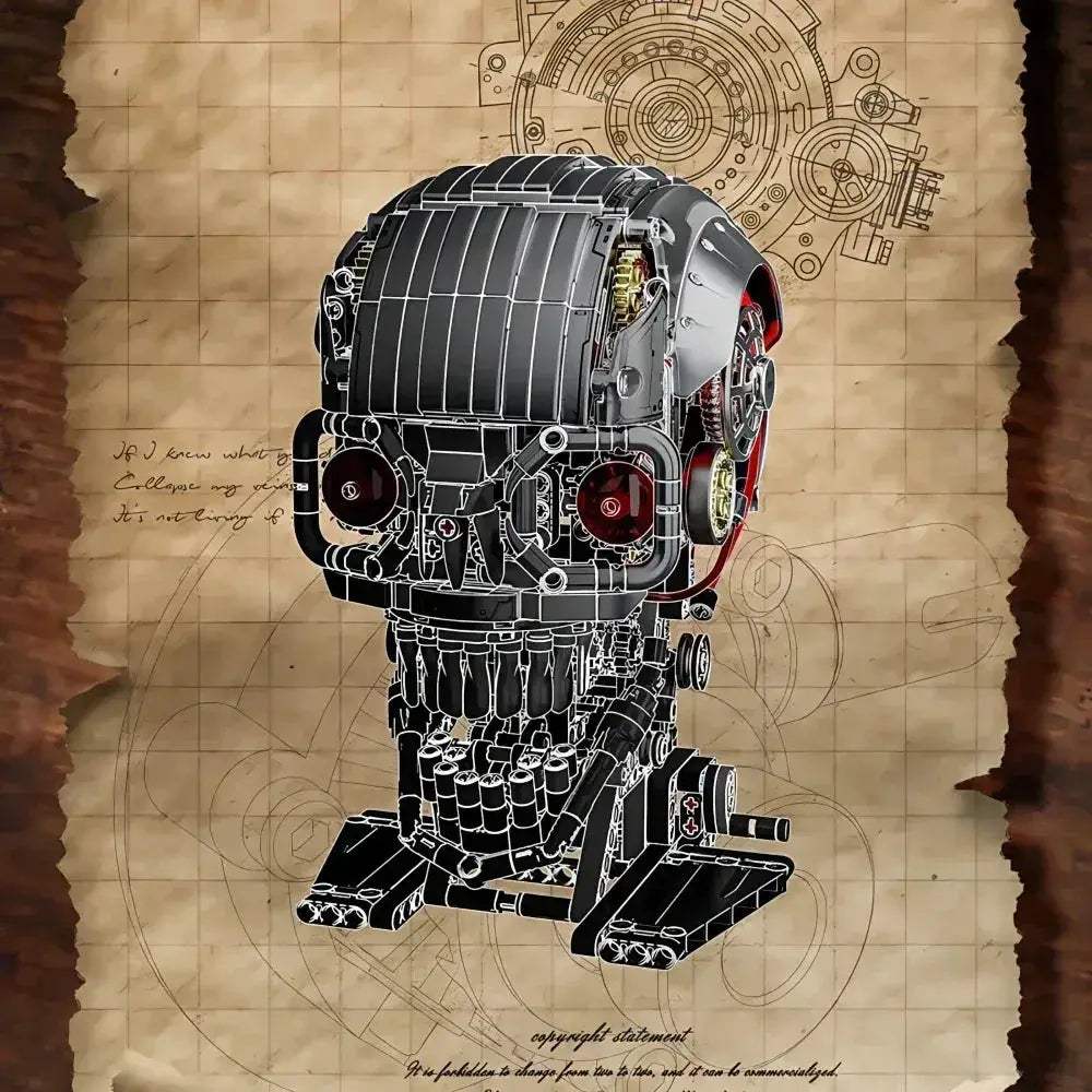 MOC STEM Building Blocks Mechanical Skull Educational Desktop Ornament - Image 5