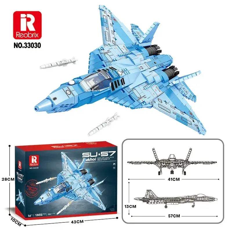 MOC SU 57 Stealth Fighter Building Blocks Aircraft Model Desktop Display - Image 6