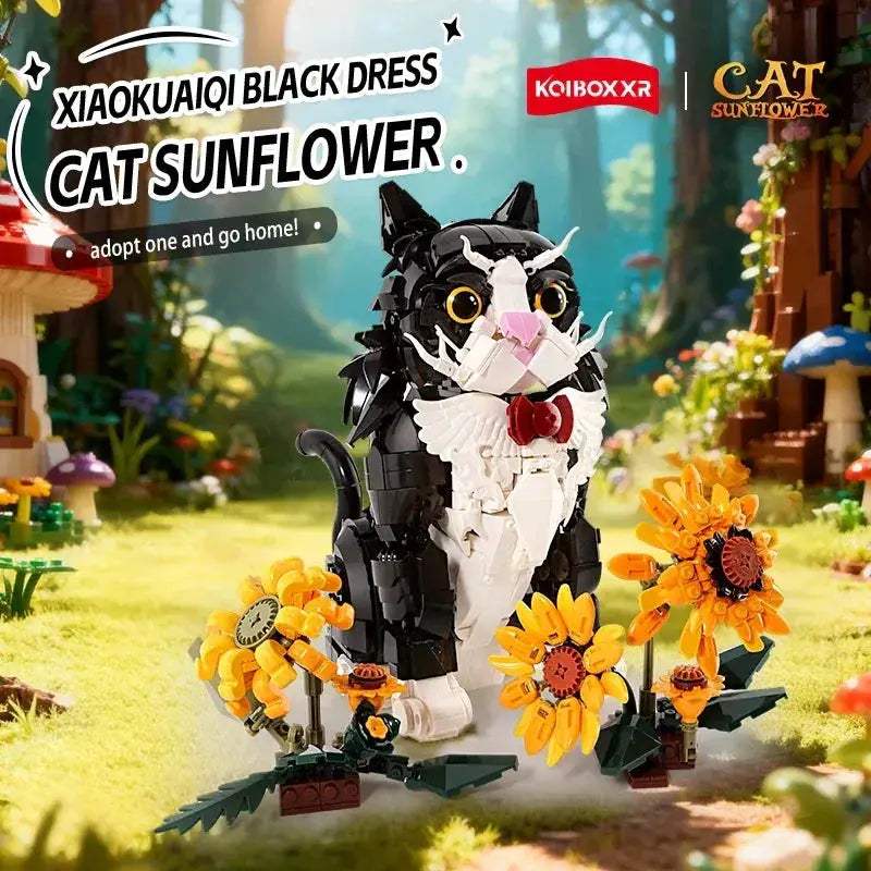 MOC Sunflower Cat Building Blocks 1434 Piece Educational Set For Kids
