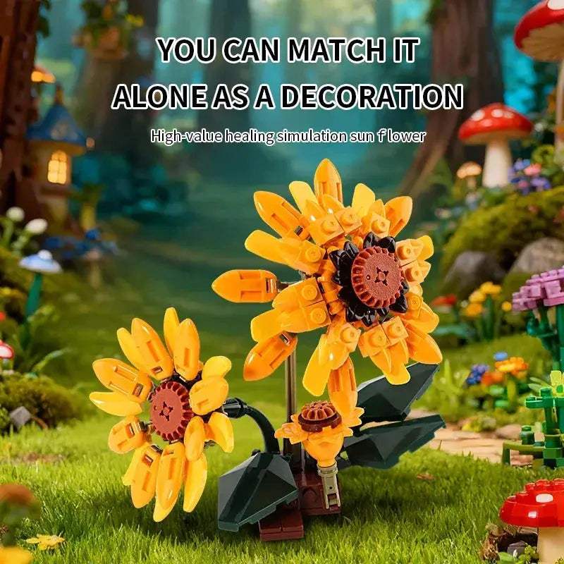 MOC Sunflower Cat Building Blocks 1434 Piece Educational Set For Kids - Image 4