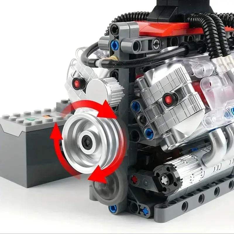 MOC V8 Engine Building Blocks Set 487 Realistic Gearbox - Image 2