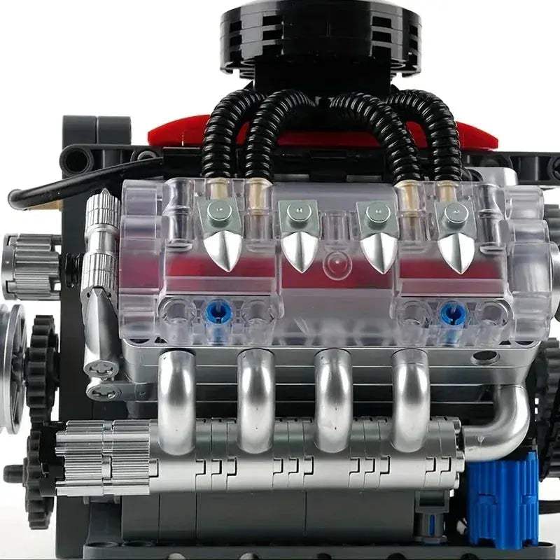 MOC V8 Engine Building Blocks Set 487 Realistic Gearbox - Image 3