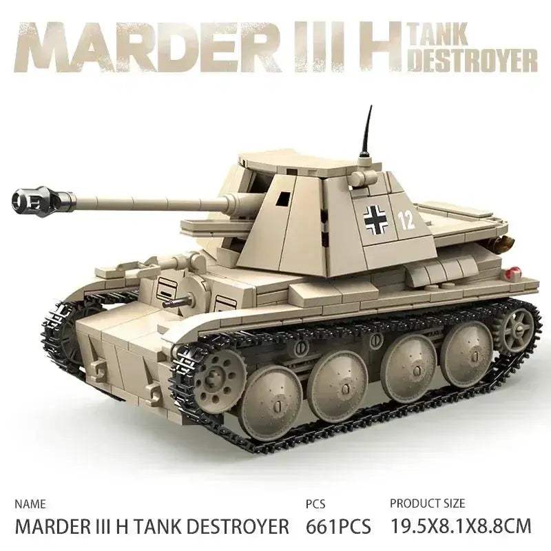 MOC World War II German Marder III Tank Building Blocks Educational