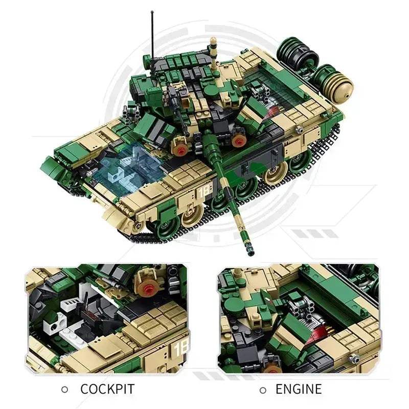 MOC WW2 Military Tank Building Blocks Model T90 Educational Brick Set - Image 3