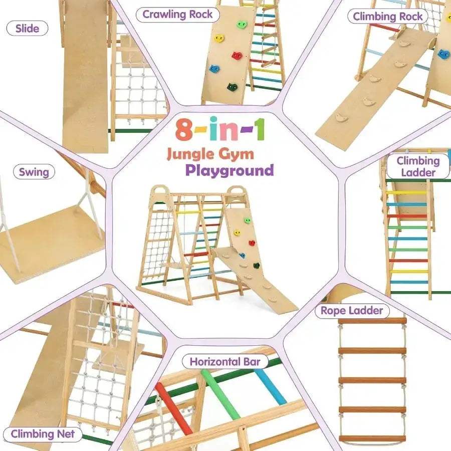 Montessori Indoor Jungle Gym Eight In One Playground For Toddlers - Image 3