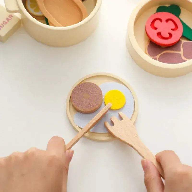 Montessori Wooden Kitchen Toy Set for Kids, Educational Pretend Play, Wooden Cooking Tools - Image 4