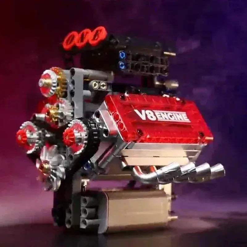 Motorized V8 Engine Lego Compatible Brick Model With Electric Drive - Image 2