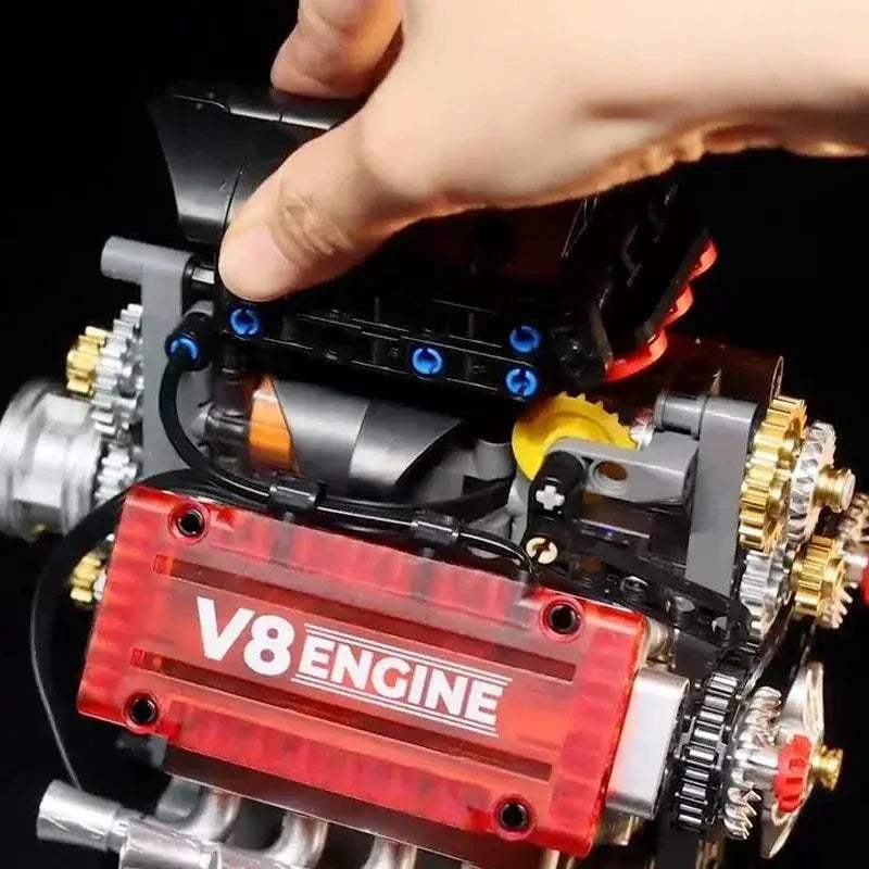 Motorized V8 Engine Lego Compatible Brick Model With Electric Drive - Image 3