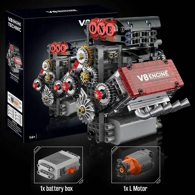 Motorized V8 Engine Lego Compatible Brick Model With Electric Drive - Image 6