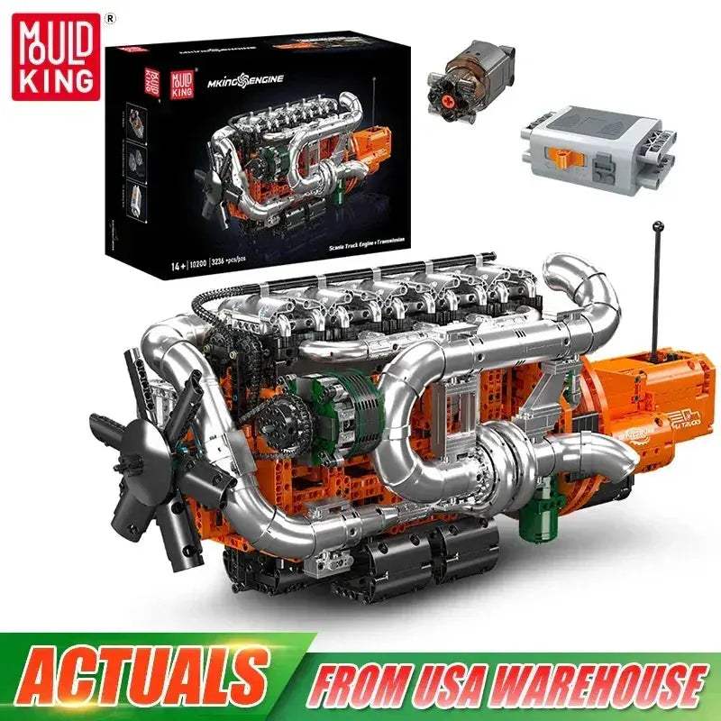 Mould King 10200 Technic Engine Building Block Set Educational Challenge