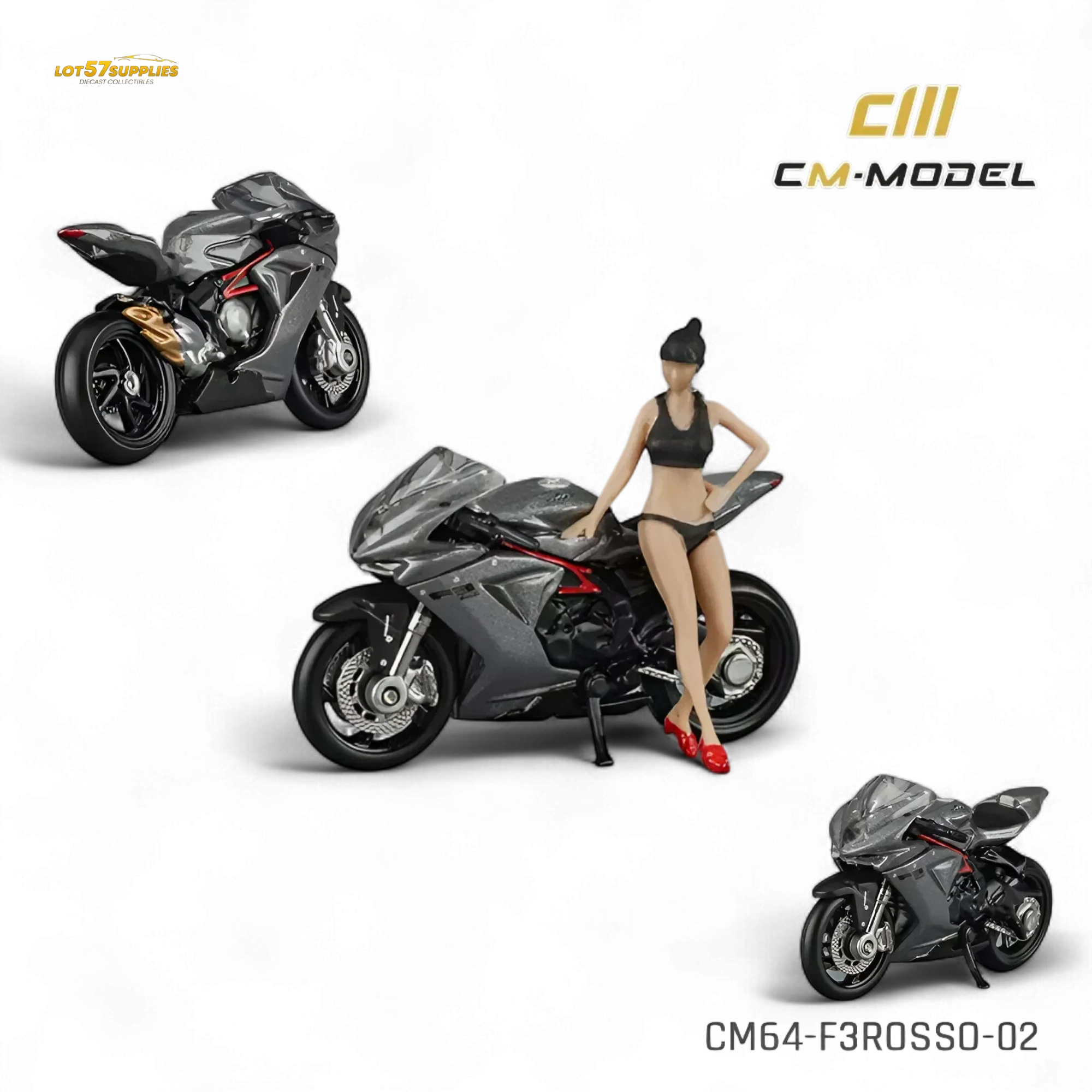 MV Agusta F3 Rosso Diecast Model 1:64 In Metallic Gray