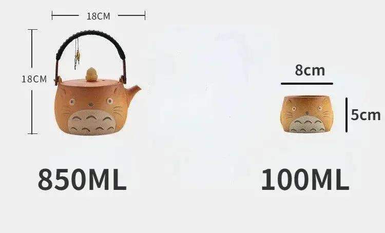 My Neighbor Totoro Ceramic Teapot Teacups Set, Anime Studio Ghibli Cute Cat Rough Pottery Cooking Teapot Tea Table Accessories - Image 12