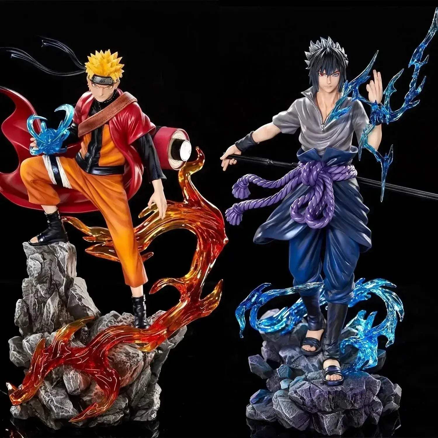 Naruto Shippuden Anime Figures Sasuke Uchiha and Naruto Uzumaki PVC 27 CM