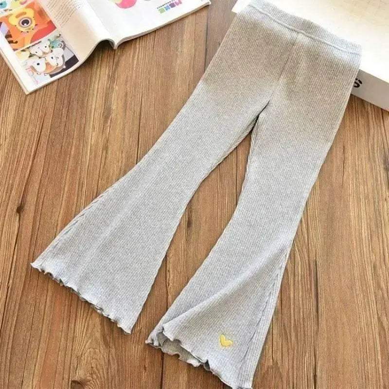 New Arrival Premium Soft Flare Leggings For Girls Heart Embroidery Versatile Summer Casual Wear For Active Girls - Image 5