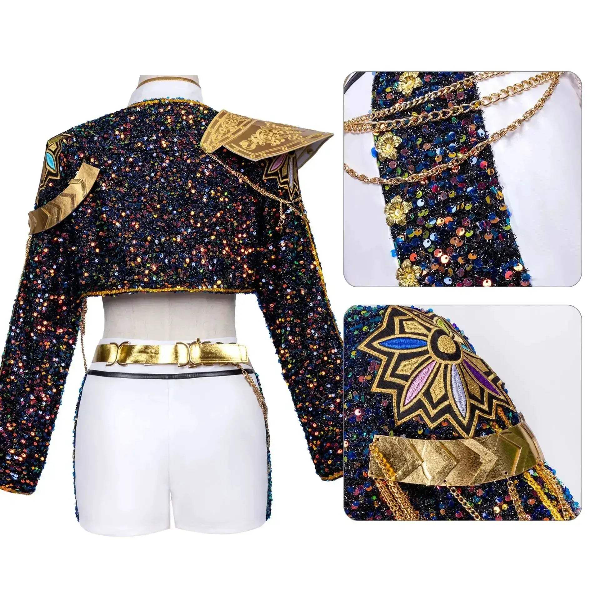 KPop Demon Hunter Cosplay Costume For Women Black Gold - Image 2