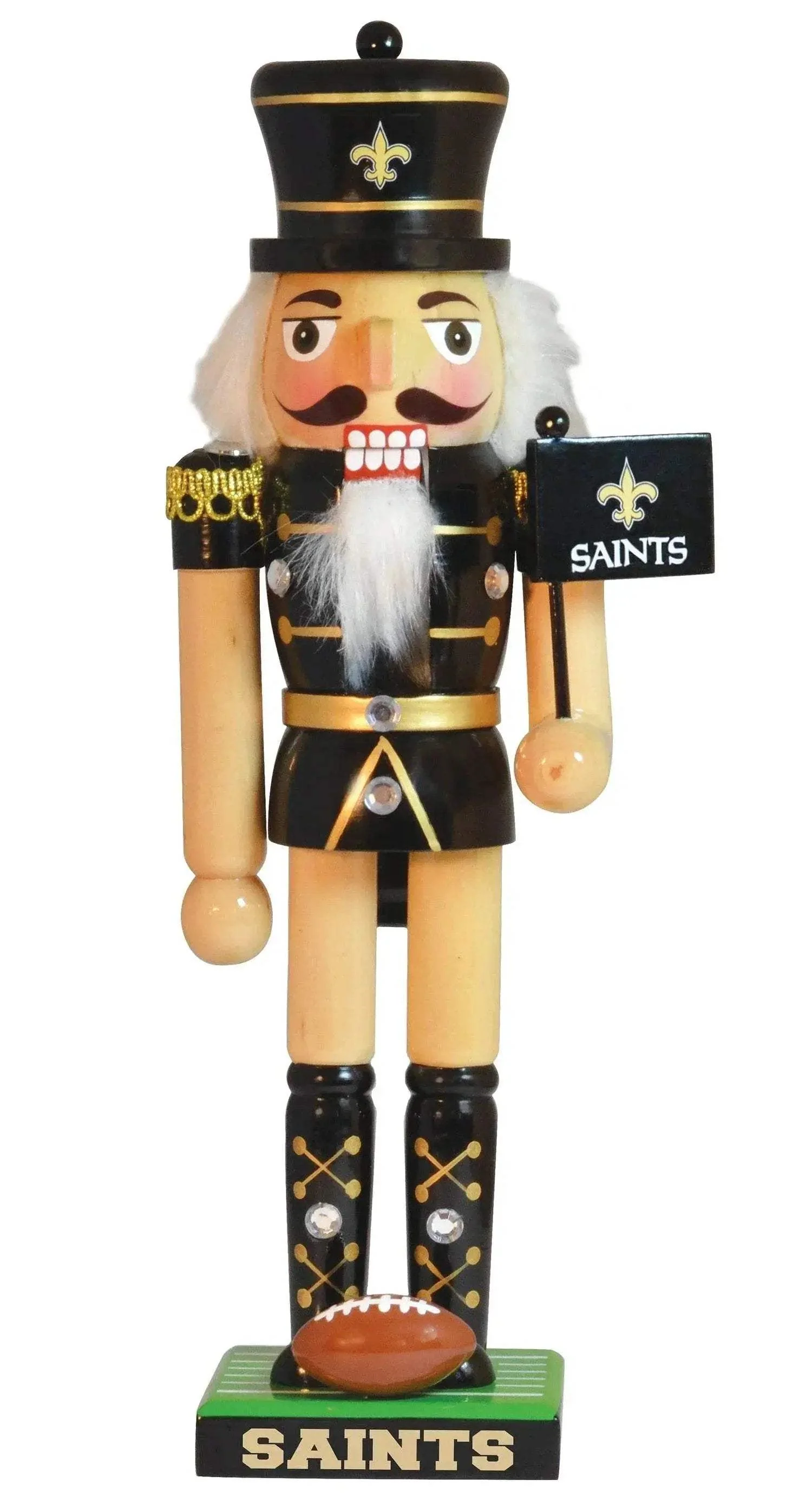 New Orleans Saints Nutcracker Handcrafted Wood Decor 12in