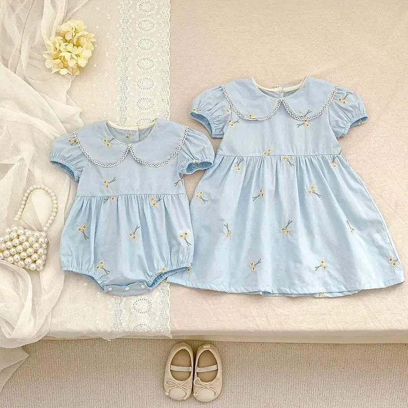 New Summer Rompers Embroidered Flower Design Four Color Options For Baby Girls Ages 1 To 3 Years - Image 5