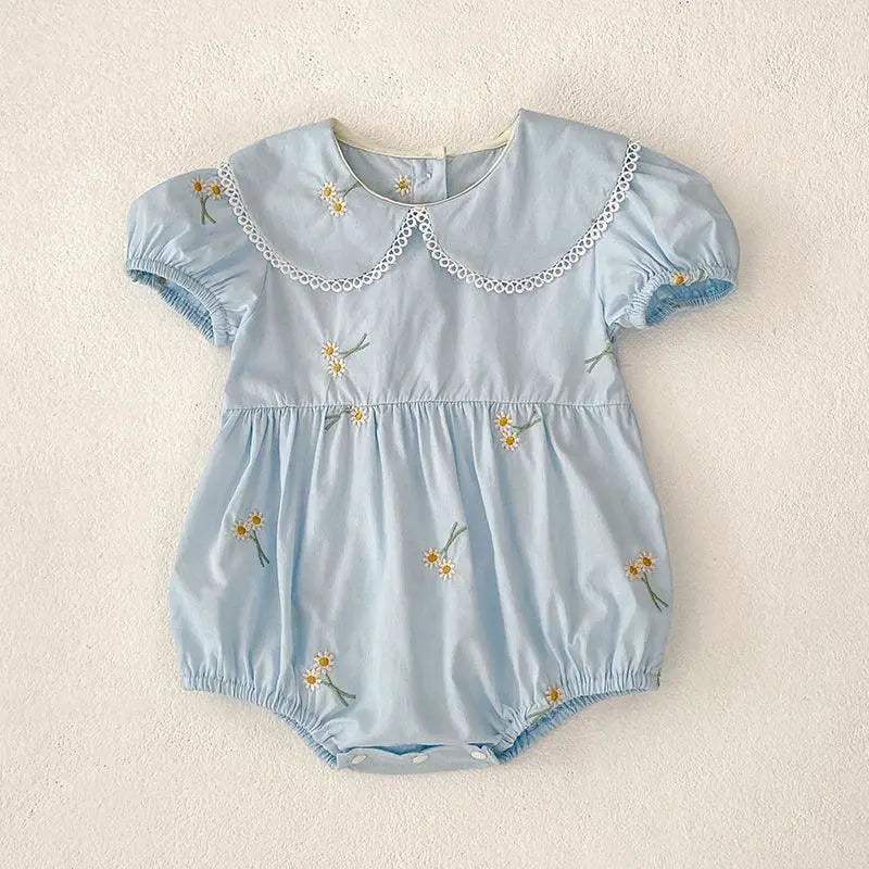 New Summer Rompers Embroidered Flower Design Four Color Options For Baby Girls Ages 1 To 3 Years - Image 7