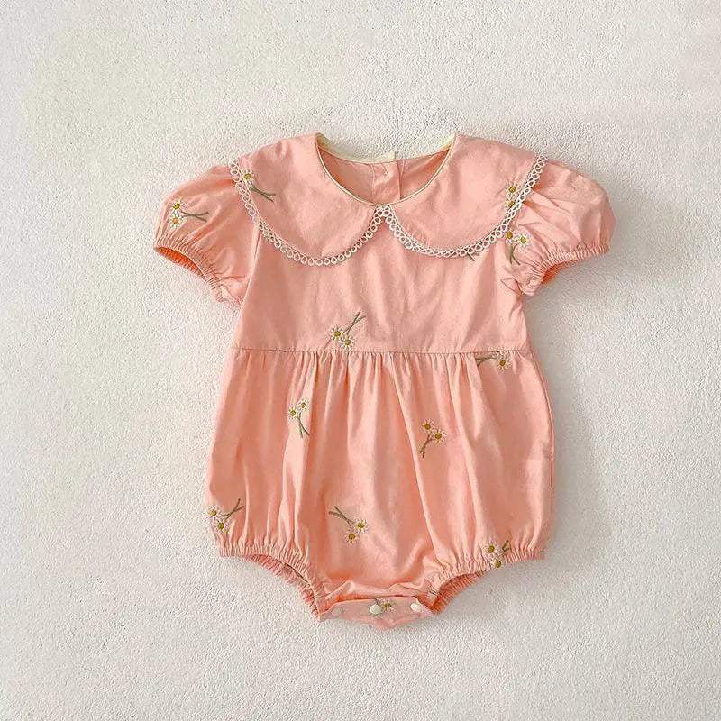 New Summer Rompers Embroidered Flower Design Four Color Options For Baby Girls Ages 1 To 3 Years - Image 8