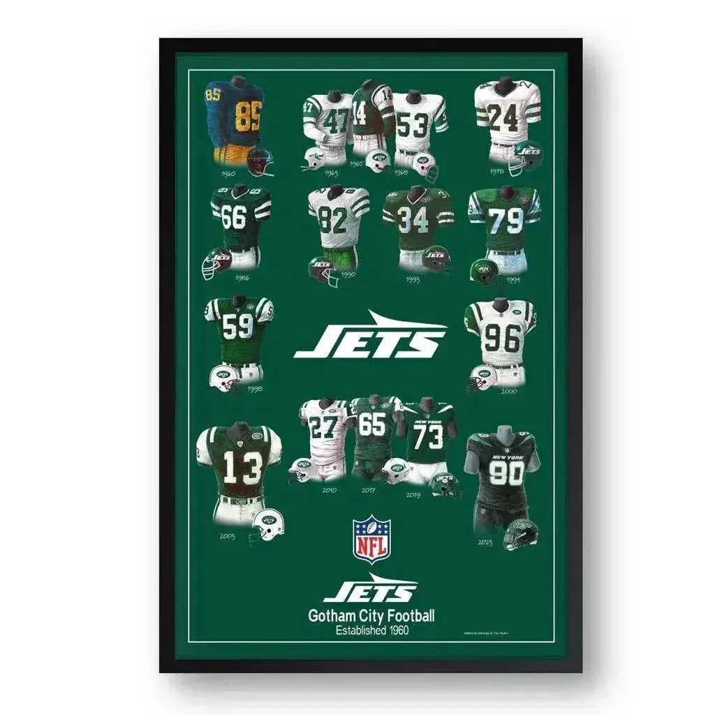 New York Jets Framed Print 10x13 Uniform Heritage Art