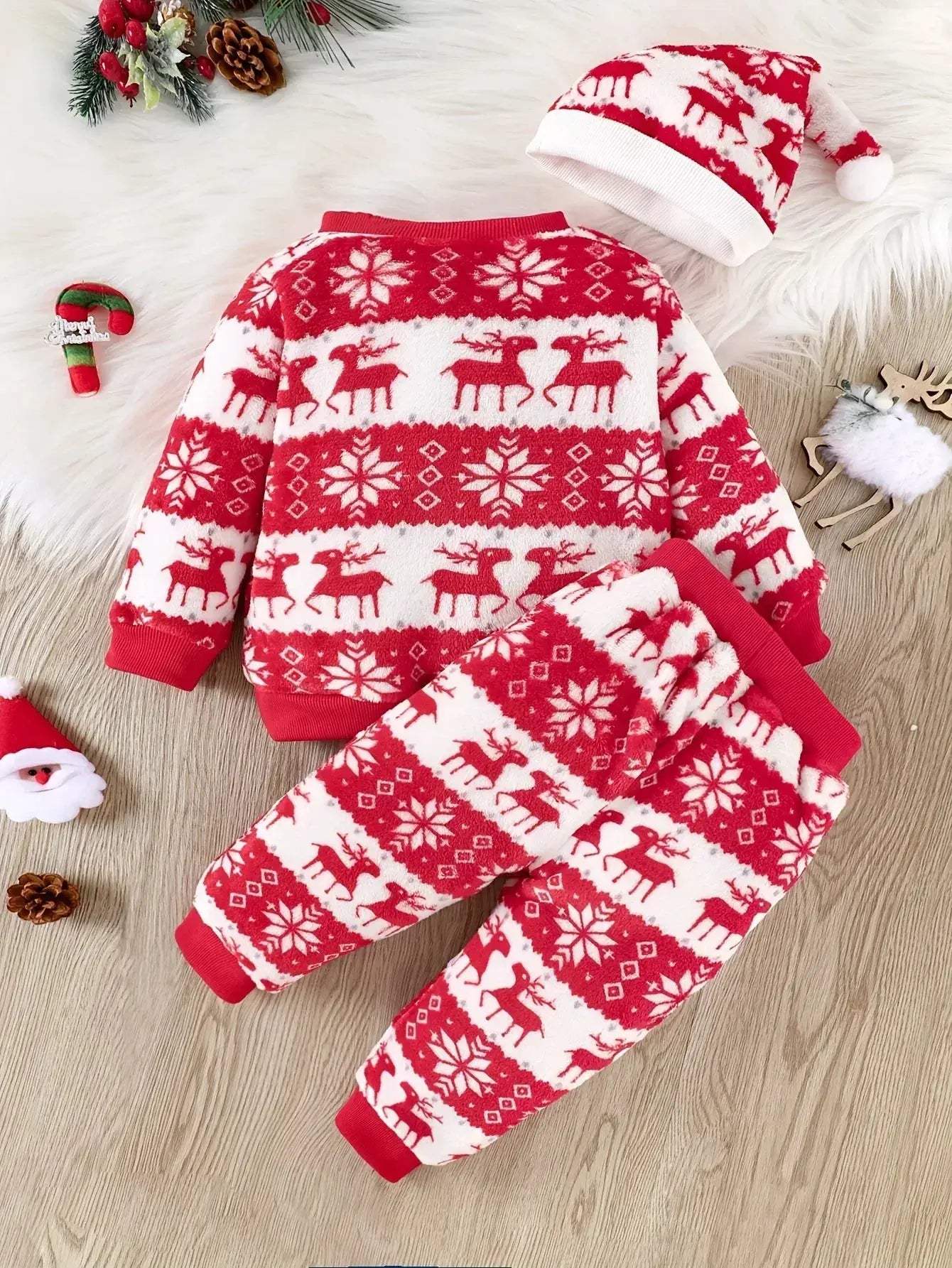 Newborn 0-12M Unisex Flannel 3 Piece Winter Set Polyester Warm - Image 2