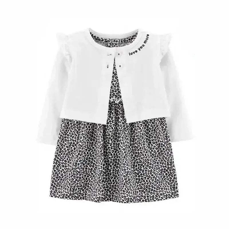 Newborn Baby Girls Floral Button Romper Set With Coat - Image 8