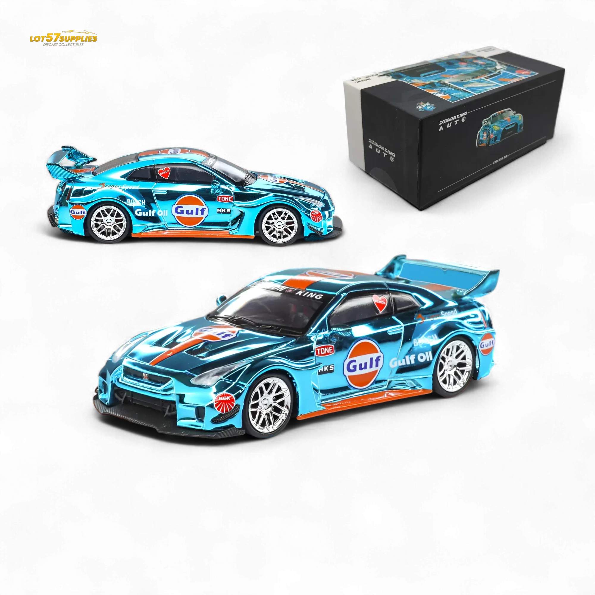 Nissan GT-R R35 Liberty Walk Chrome Gulf Diecast Edition