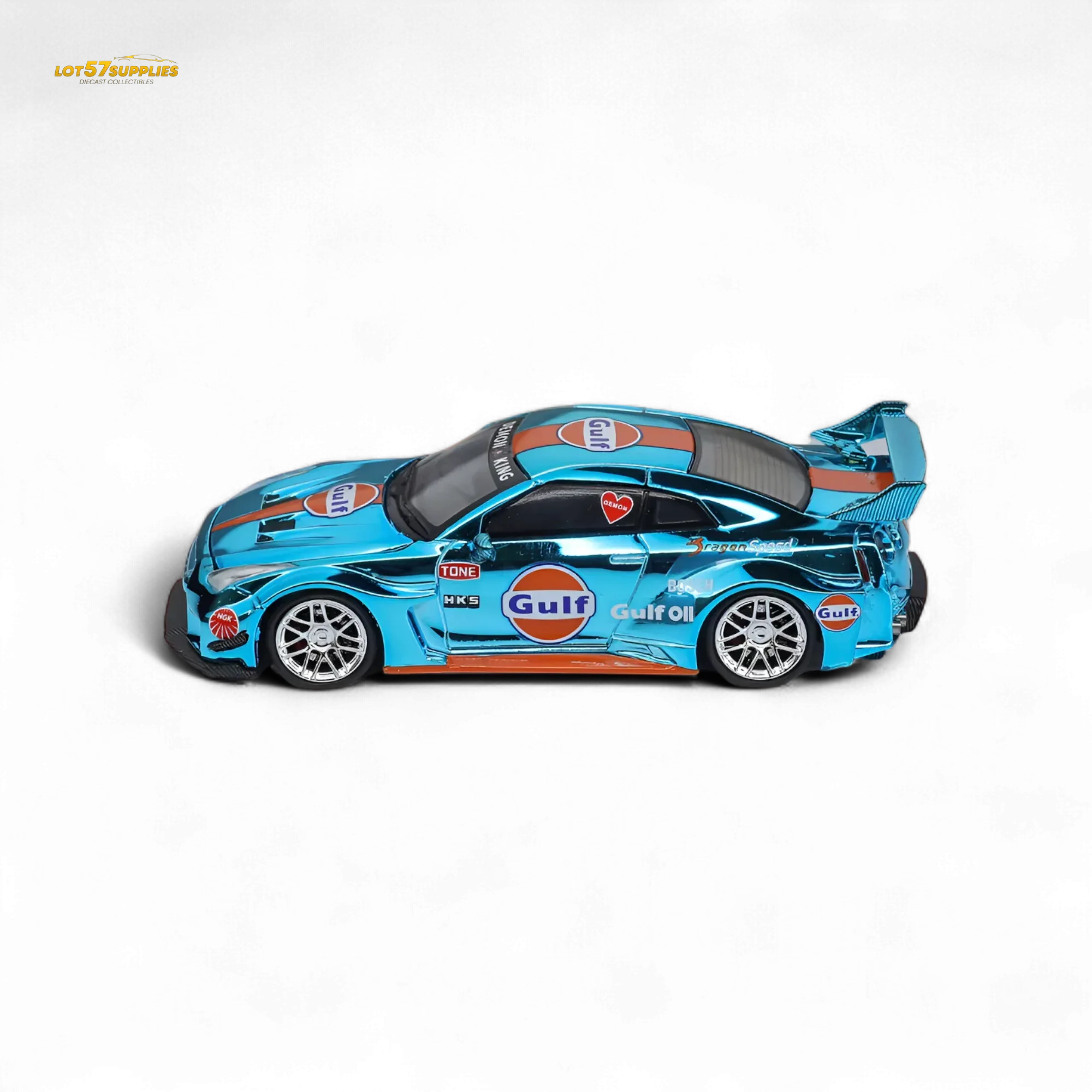 Nissan GT-R R35 Liberty Walk Chrome Gulf Diecast Edition - Image 4