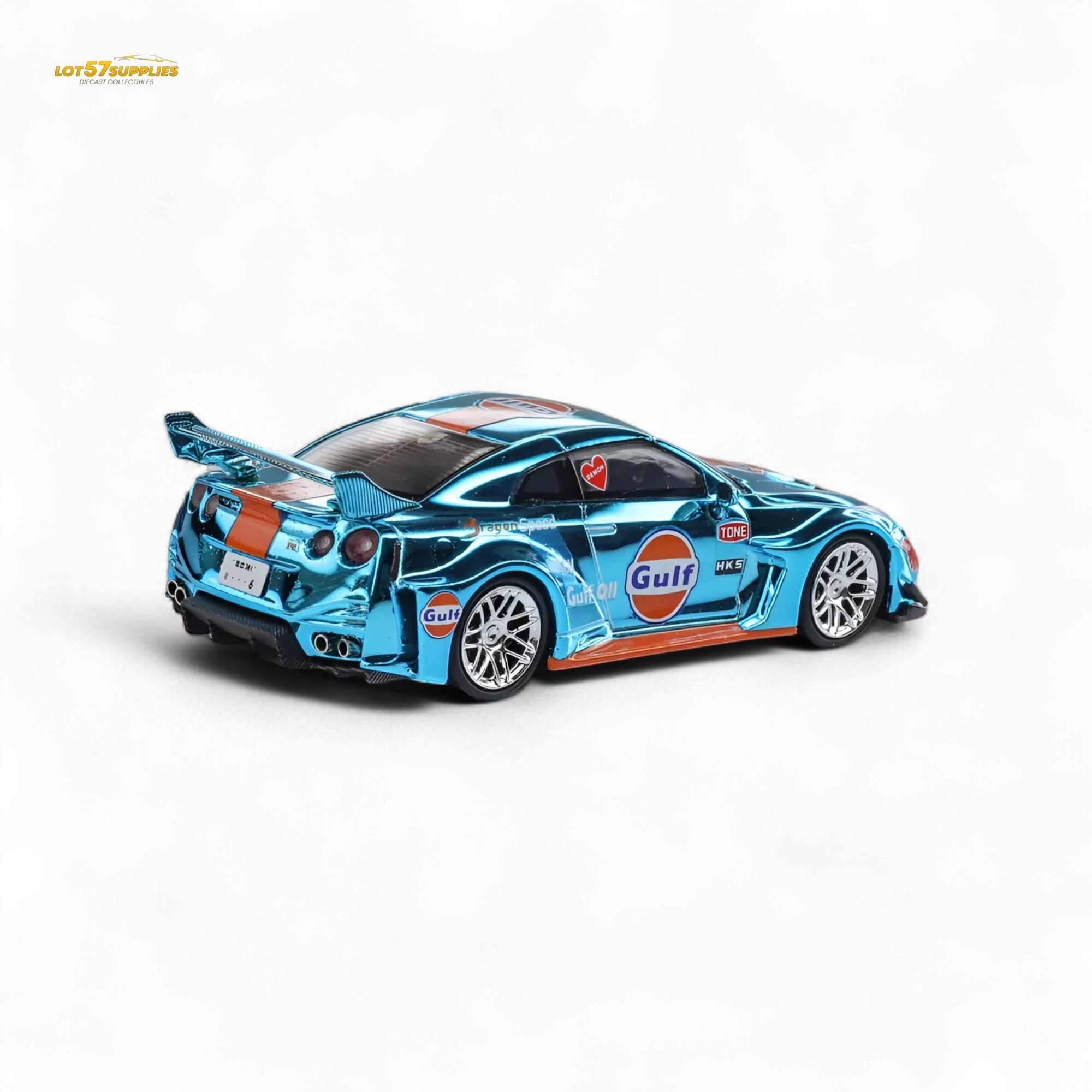 Nissan GT-R R35 Liberty Walk Chrome Gulf Diecast Edition - Image 5