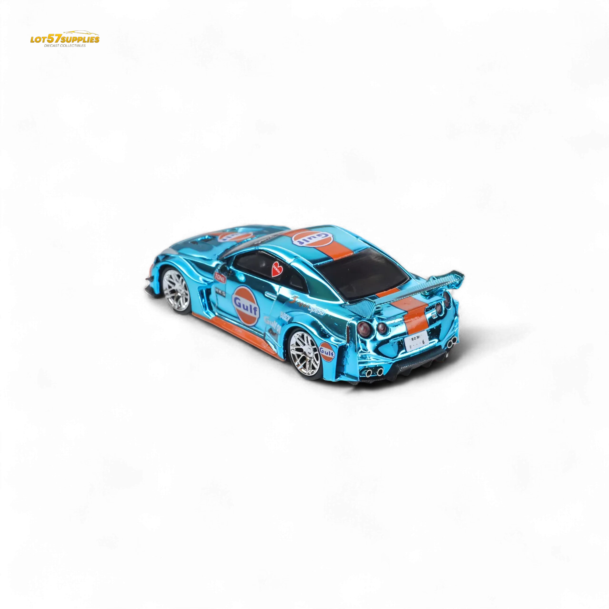 Nissan GT-R R35 Liberty Walk Chrome Gulf Diecast Edition - Image 6
