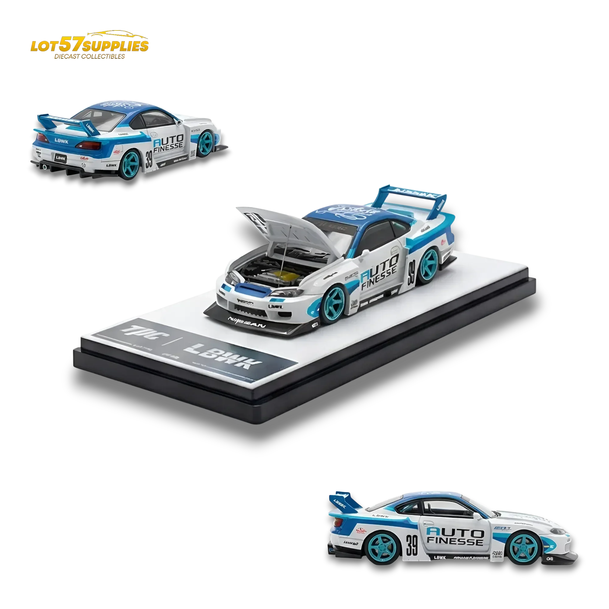 TPC Silvia S15 LBWK Blue - White 1:64